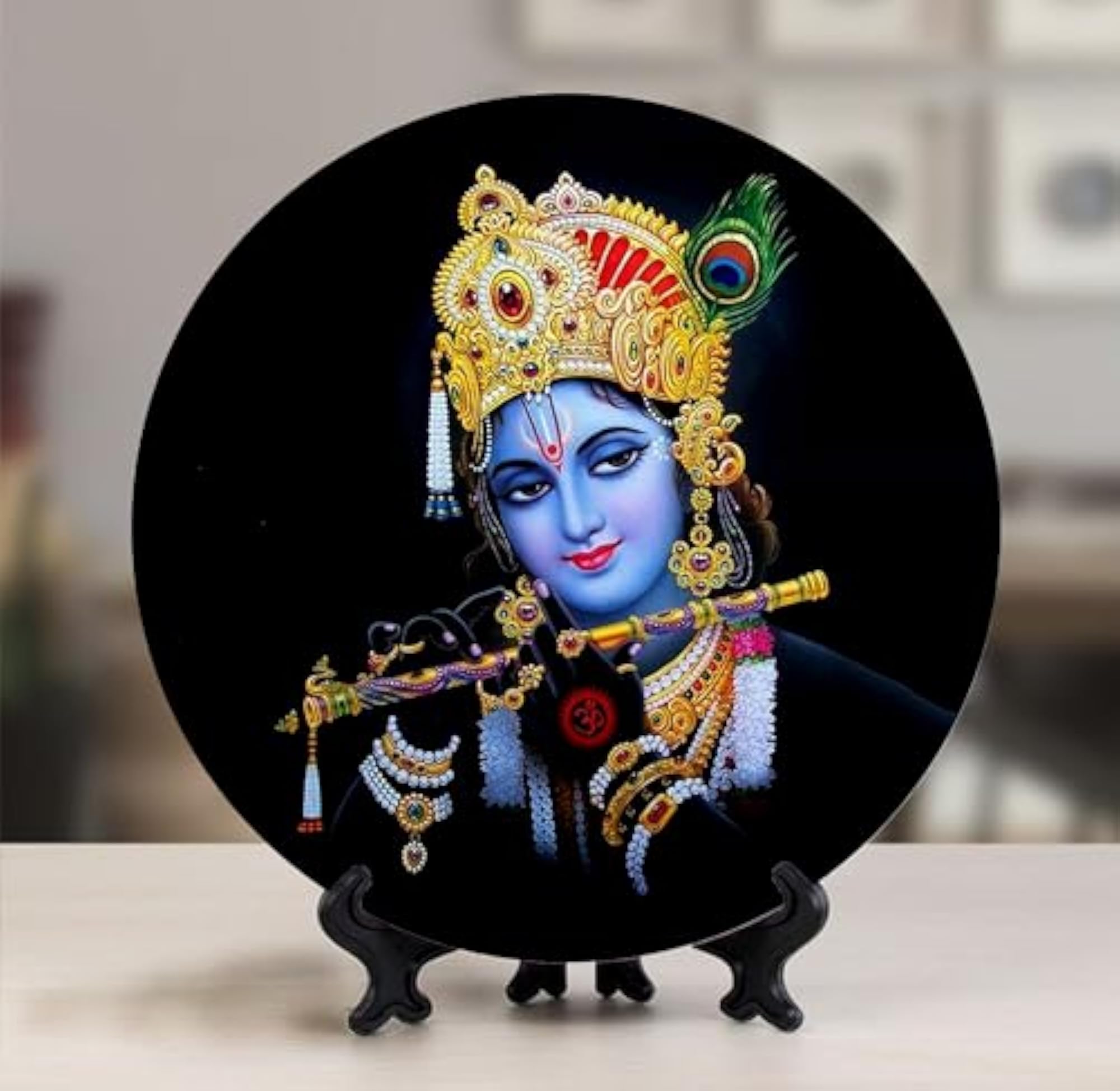 Decorative Ceramic Art Plate, Vasudeva Krishna Design, Gift
