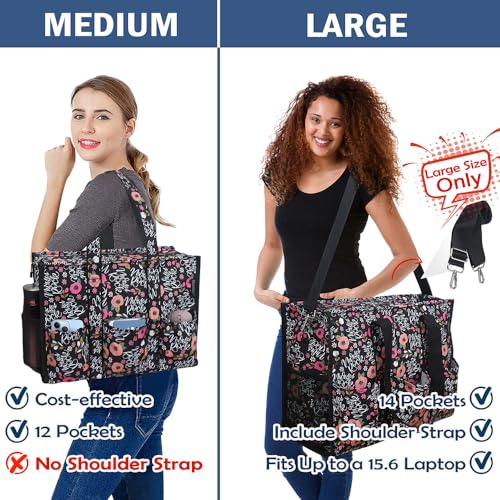 Image of Nurse Bags for Work Nursing Bag Multiple Pockets Waterproof Organizing Zip Top Clinical Bag for Nursing Students Home Health