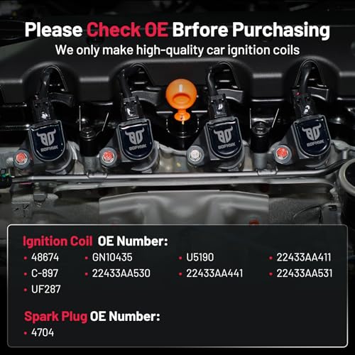 Image of BDFHYK 6 Ignition Coil Pack UF287 and 6 Iridium Spark Plug 4704 Compatible with Subaru 2006-2007 B9 Tribeca, 2008-2009 Legacy, 2001-2003 2005-2009 Outback, 2008-2009 Tribeca 3.0L H6 Coil for GN10435