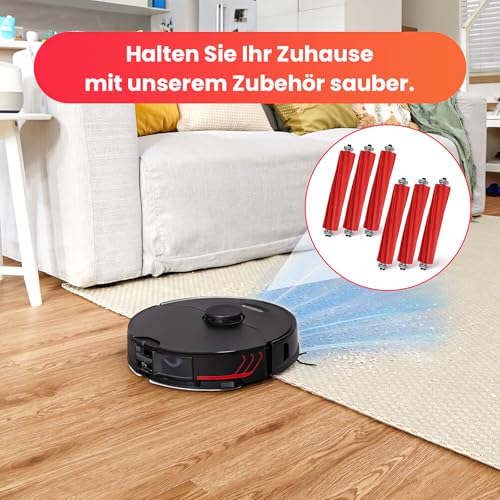 6 Stück Hauptbürste für Roborock S7 / S7 Plus / S7 MaxV / S7 MaxV Plus / S7 MaxV Ultra / Q7 / Q7 Max / Q7 Max Plus / Q7 Maxv / Q7 Maxv Ultra/Q Revo Roboter Staubsauger, Rollenbürste Zubehör