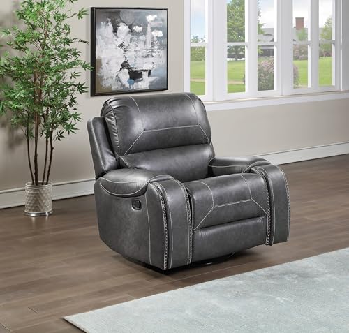 Sillón Recliner Gris con Cuero Sintético miniatura 2