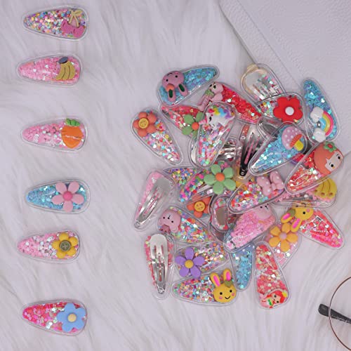 Misgirlot Cute Rainbow Glitter Hair Barrettes,25Pcs Flower Animal Fruit Cartoon Snap Hair Clips For Toddler Girls Hair Accessories For Kids Infants Teens (Random Color) #TOP7