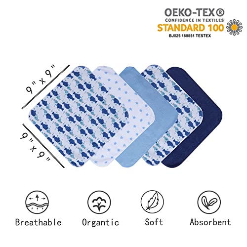 Image of Viviland Baby Towels and Washcloths, Soft Absorbent Baby Boy Bath Towel Set, Whale Hooded Towels with 5 Infant Washcloths，(6 Pieces)