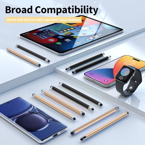 Image of 10 PCS Stylus,Stylus Pen for Touchscreen,Stylus 2-in-1 High Sensitivity & Precision Suitable for Touch Screens of iPhone /ipad /Android Tablets(10 Stylus Pen Gold /Black + 20 Tips)