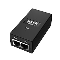 Tenda POE15F PoE Injector, Adattatore PoE Ethernet Rapido 48 V – 10, 100 Mbps, IEEE 802.3, af, u, Fornisce Alimentazione fino a 100 m, 15,4 W Massimi, Plug and play, Nero, Alimentazione