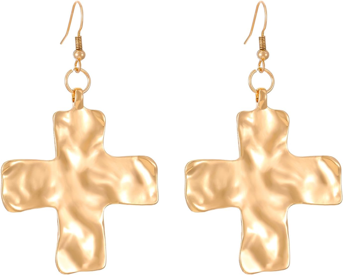 Chunky Gold Cross Earring for Women,Gold Silver Big Cross Earrings Hammered Bold Statement Drop Earring Punk Hiphop Jewelry