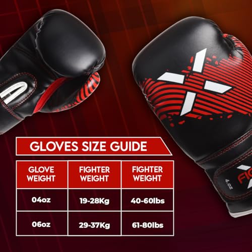 Image of Kids Boxing Gloves Junior 4oz, 6oz Training Boxing Gloves for Girls and Boys Fighter Boxing Gloves MMA PU Leather Sparring Boxing Gloves Set for Children