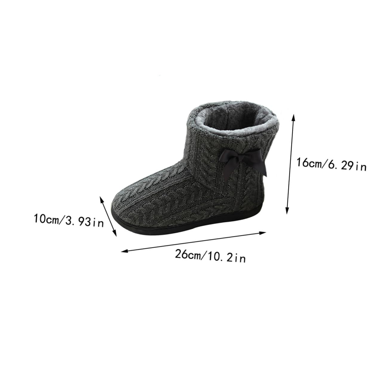 VALICLUD Botas de Invierno para Mujer de Punto y Caucho, Suela Gruesa Antideslizante, Cálidas y Cómodas para Casa, Uso Interior, Tallas 39-40, Color Gris