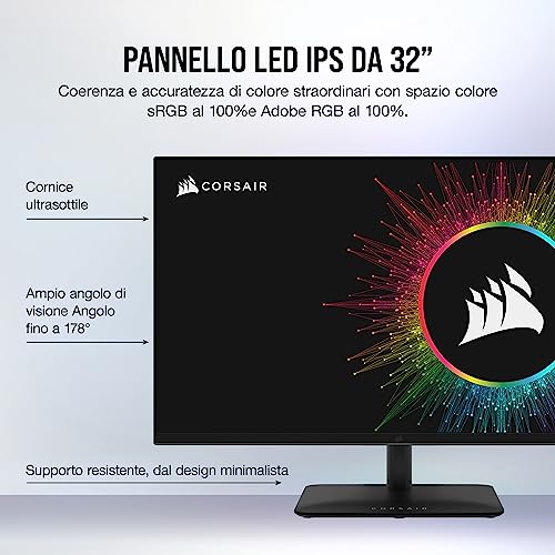 XENEON 32UHD144-A Monitor da Gioco 4K da 32 Pollici - 144Hz, IPS, 1ms, 3840 x 2160, FreeSync Premium, HDR600, DisplayPort, HDMI, Hub USB-C - Monitor - Immagine 3
