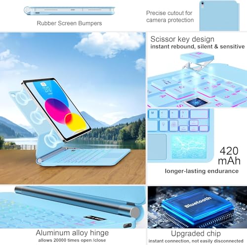 Image of for iPad 11th (A16) & 10th Generation Case with Keyboard - Magic-Style Magnetic -Ultra-Slim Protective Case- Backlight -Multi-Touch Trackpad Keyboard Case for iPad 11 inch 2025&10th Gen 10.9 inch
