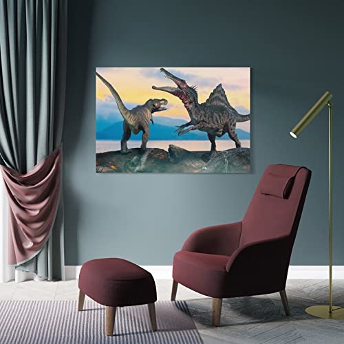 3D Prehistoric Dinosaur Hanging Picture Canvas Wall Art Framed Artwork Prints Picture For Living Room Wall Decor 24X36Inch(60X90Cm) #TOP3