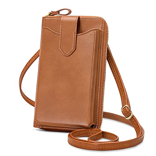 Image of Peacocktion RFID Crossbody Wallet Purse for Women Small Travel Cell Phone Purses Trendy Vegan Leather Bags with Card Slots
