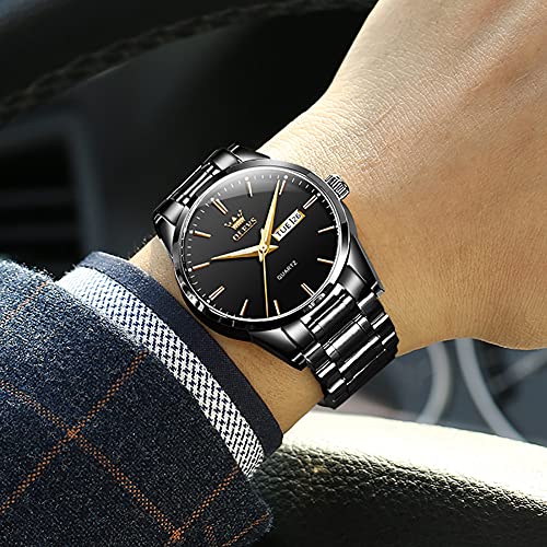 Image of OLEVS Mens Gold Watches Analog Quartz Business Dress Watch Day Date Stainless Steel Classic Luxury Luminous Waterproof Casual Male Wrist Watches