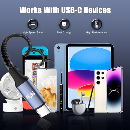 Image of 240W USB C to USB C Cable Coiled, Braided Type C Charger for Car 240W Fast Charging Cord Compatible with iPhone 17 16 15, iPad, Samsung Galaxy, Google Pixel, Moto, LG, TCL Phones