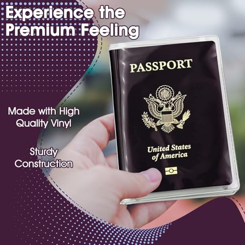6 PCS Passport Book Holder, Clear Passport Cover Plastic Passports Protectors Sleeves Waterproof Passport Holder for Travel Family ID Card Document Organizer (7.48 × 5.12 Inch)3