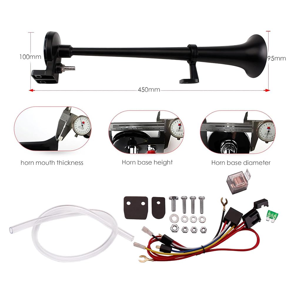 NEWFUN Tromba Camion 12v, Clacson 12v, Trombe Auto 12v, 12V 150dB Air Horn, Rivestimento Elettroforetico Catodico, per Autocarri Auto Tricicli Barche Ecc (Compressore Incluso Nel Kit)