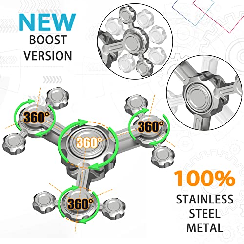 Image of Fidget Spinner Toy for Kids Adults Metal Figette, Hand Finger Spinners Stocking Stuffers Gifts for Teen Boys, Cool Gadgets Quiet Office Roller Desk Toy Anxiety Stress Relief Tools Calm ADHD Autism