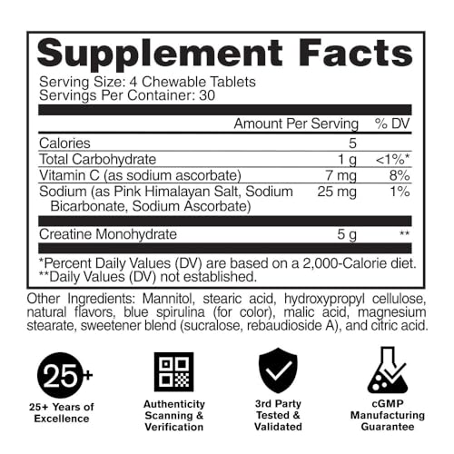 Image of GAT SPORT Creatine Chews, Blue Raspberry, 120 Count (30 Servings)