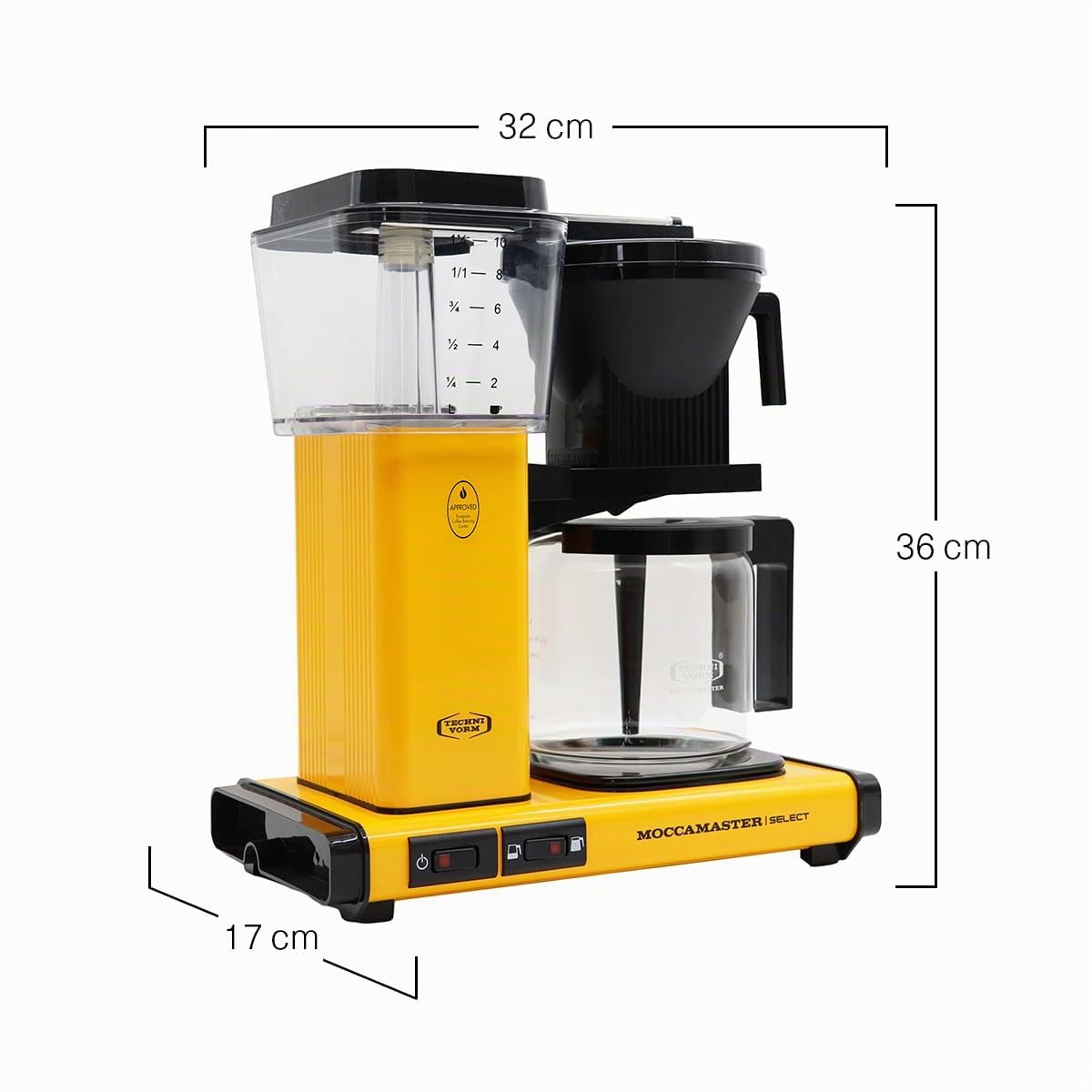 Moccamaster KBG Select, Cafetière à filtre, Pichet en verre, Yellow Pepper, 1.25L