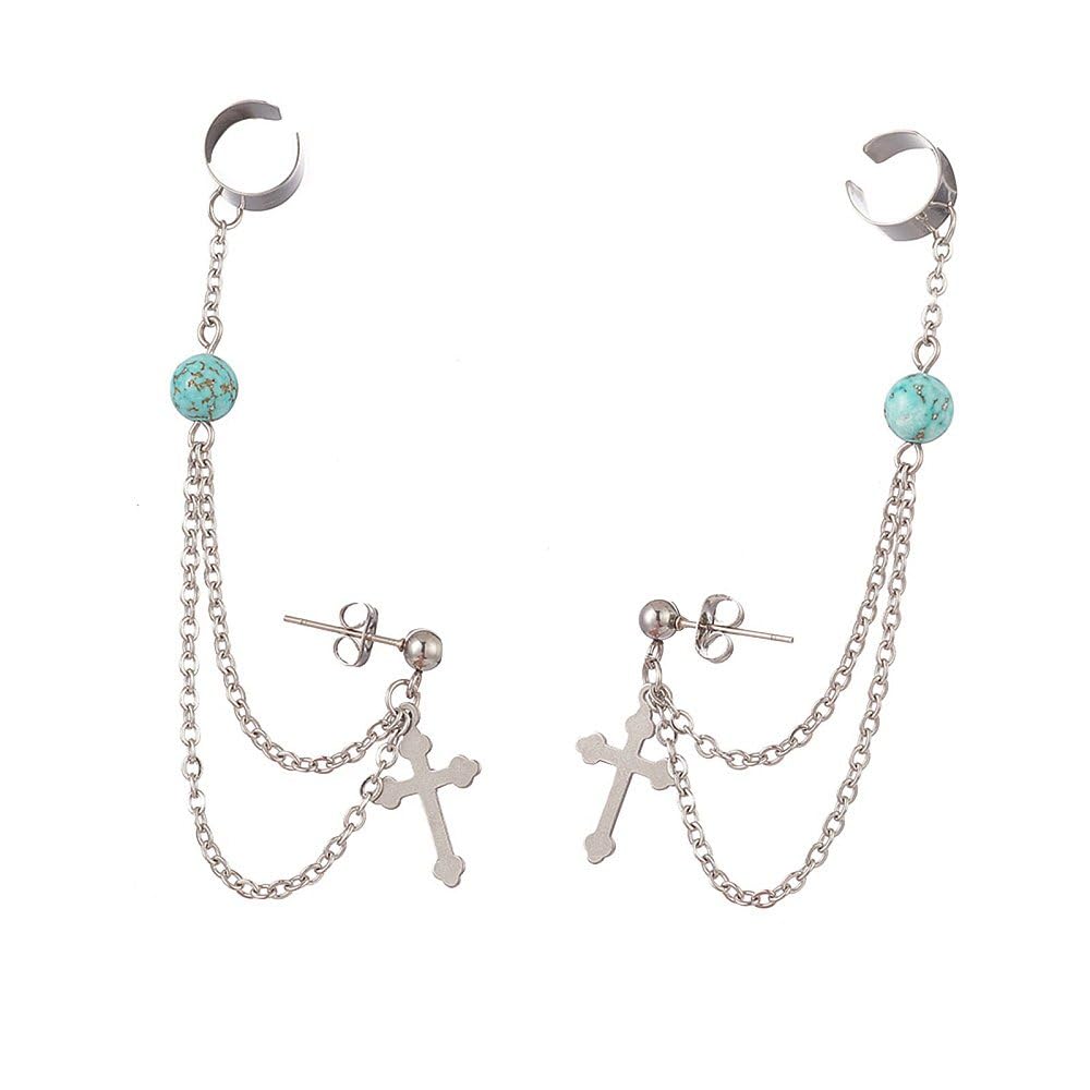 Via Mazzini No-Tarnish No-Fading Dangling Chains With Cross Ear Cuff Earrings For Women And Girls (ER2263) 1 Pair (B0CBLWZZQF) Amazon Price History, Amazon Price Tracker