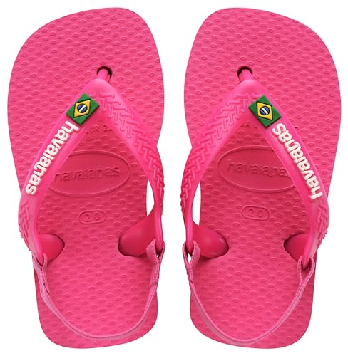 Havaianas Baby Brasil logo II, Pink Flux/White, 1/2 UK Child
