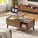 LYNCOHOME Fluted Lift Top Coffee Table with Storage, Modern Coffee Table for Living Room, Home Office（Walnut）
