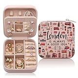 CEASQVAA London Travel Gift Jewelry Box for Women, London Lover Souvenirs Gifts, London City Themed Gifts for Traveller Women Friends, London Trip Gift Travel Small Travel Jewelry Case Organizer