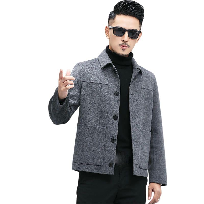 Chaqueta de lana corta informal de invierno para hombres urbanos 2