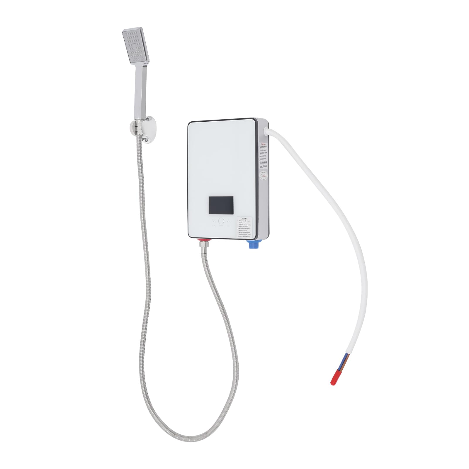 WooDerson Scaldacqua elettrico istantaneo da 4500 W, con display a LED e soffione doccia, scaldabagno in acciaio inox, pressione nominale 0,6 Mpa, scaldabagno per bagni, ristoranti, hotel, ecc