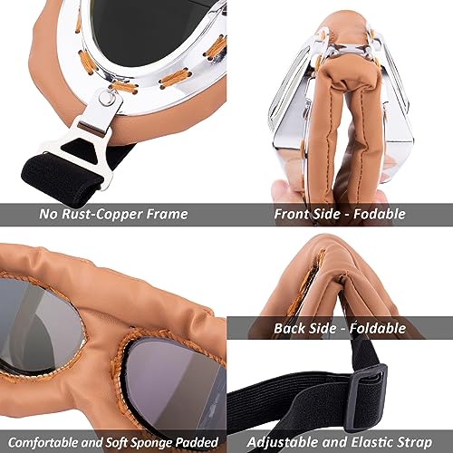 Image of Peicees Vintage Helmet Goggles Motorcycle Goggles Bike Motorcross Pilot Goggle