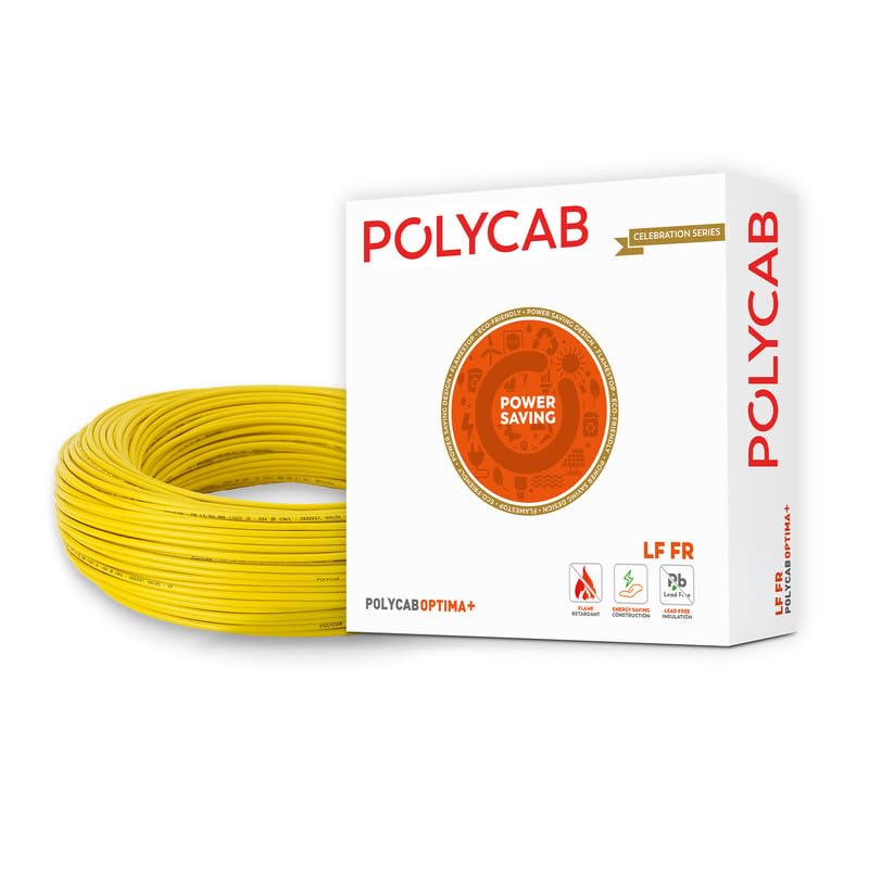 Image of Polycab OPTIMA+ 2.5sqmm 90M coil | Flame Retardant | 99.97% high purity copper | Rodent protection | PVC insulated housewire [Yellow],Pack of 12