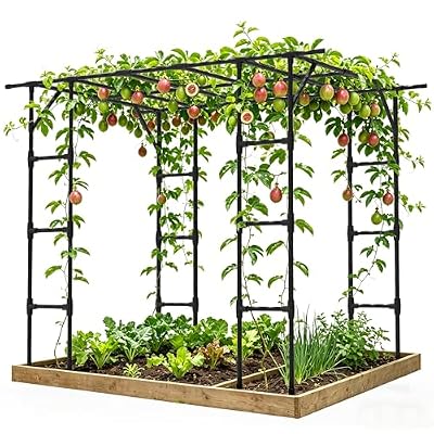 Grape Vine Trellis,Extra Large Garden Arch Trellis for Climbing Plants Outdoor-95.7?L?*61.6(W)*78.5(H) in,Heavy-Duty Metal Plant Support Trellis for Outdoor Yard Courtyard,Garden,Pavilions(25MM Pipe)