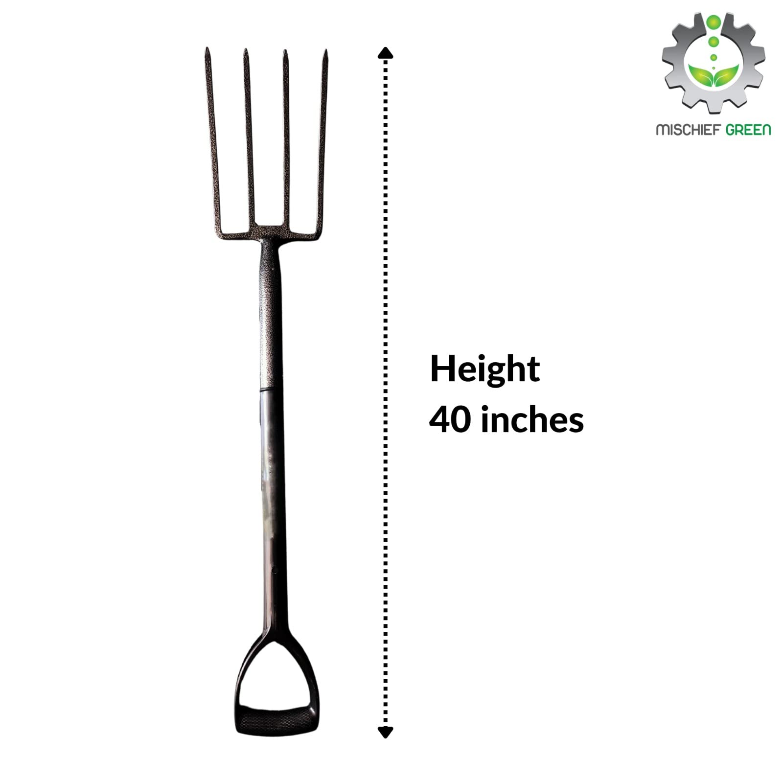 Mischief Green Digging Fork, 40 inch Long Handle Made of Heavy Quality Iron Metal, 4 Teeth Digger | Digging Bar - Image 6 thumbnail