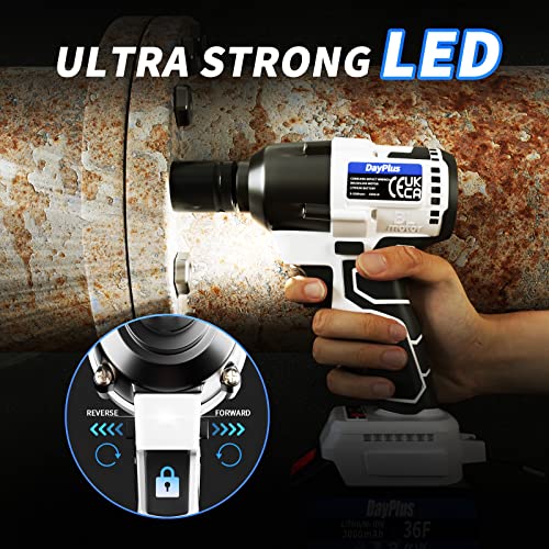 21V 3 in 1 Cordless Impact Wrench Cordless Drill Ratchet Cordless Screwdriver Brushless, 4pcs Scokets, 12 Drill Bits, 1/2" Drive Dual Speed Automatic Power Tool with LED Work Light - Image 4