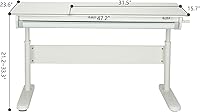 Vista 27 de FCD Escritorio ergonómico de madera de altura ajustable para niños con silla, mesa de dibujo, estación de computadora, estantería integrada