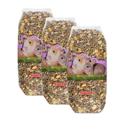 Granzoo Alimento Completo para Roedores, Hámster, Cobaya y Chinchilla, Lote de 3 Unidades, 700 g Cada una