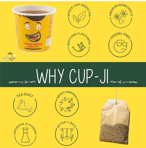 Image of Cup-Ji Kashmiri Kahwa Green Tea | Support for Skin & Hair | Ready to Sip Cups | Whole Leaf & Non Bitter Green Tea | Pack of 2 with Each Cup Size 210 ml