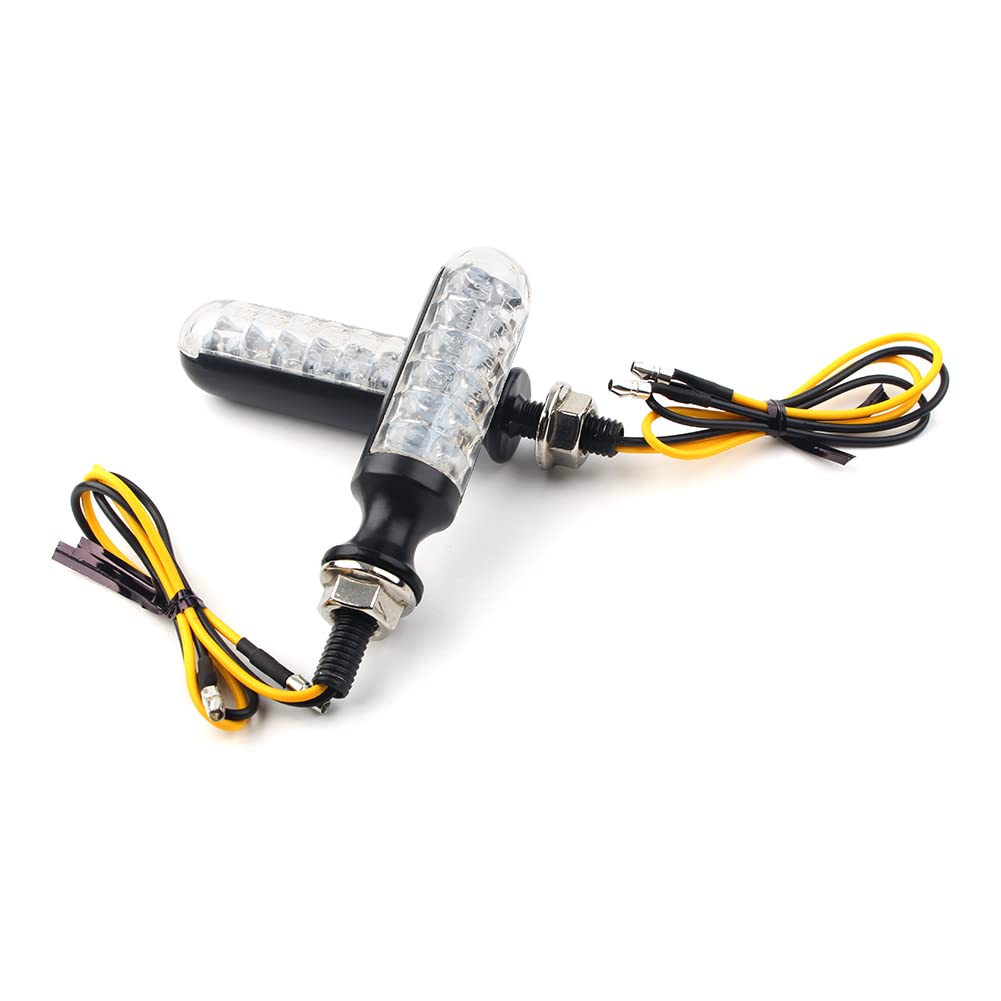 Cnfang4 Black Universal Motorcycle Integrated LED Turn Signal Indicators Lights Blinker Lighting Assemble Side Marker Lamp for Most Motorcycles Models and Years With 10mm Mounting Bolt Thread