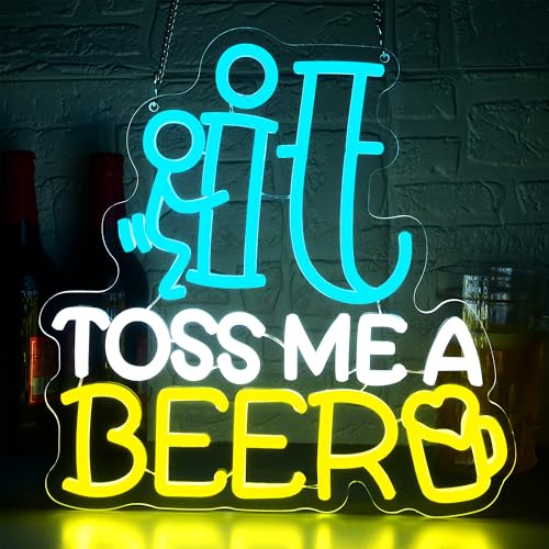Image of Beer Neon Sign for Wall Decor Beer Neon Light for Man Cave Dimmable Bar LED Light Up Sign for Bar Pub Club Bedroom Party Christmas Birthday Gift Wall Art Size 13.3 * 14.1 In(WZCP061)