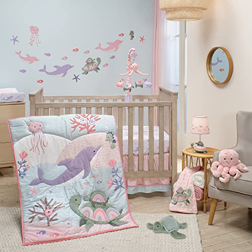 Lambs & Ivy Sea Dreams 3-Piece Dolphin/Turtle Nautical Baby Crib Bedding Set -  734003V