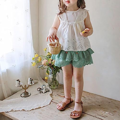 Toddler Girls Ruffled Baggy Skirt Shorts Elastic High Waist Wide Leg Tie Front Skorts Cute Trendy Loose Kids Bottom3