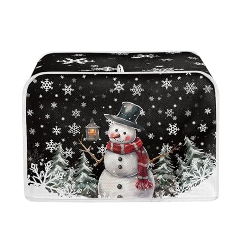 TOADDMOS Christmas Snowman Toaster Dust Cover 2 Slice Microwave Toaster Oven Grill Cover Stain Resistant Dustproof Kitchen Small Appliance Cover with Top Handle
