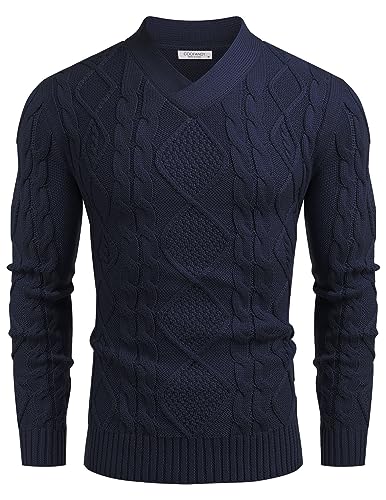 Pull homme col en V chaud coupe ajustée hiver décontracté chic - 4