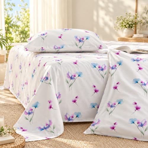 Image of Bombay Dyeing Vintage Floral Pink Super King Size Bedsheet Set (3 Pc)