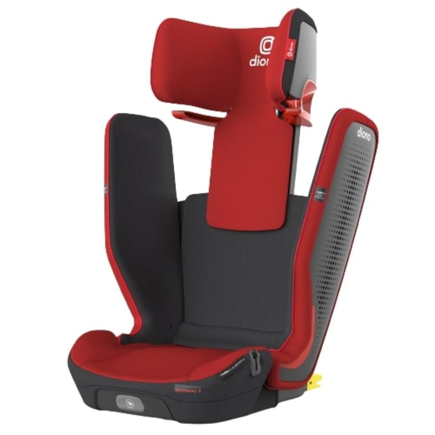 Diono Monterey 5iST FixSafe High Back Booster Car Seat with Expandable Height and Width, Compact Fold to Full Size Booster, Foldable, Portable Booster for Go-Anywhere Travel, Red Cherry