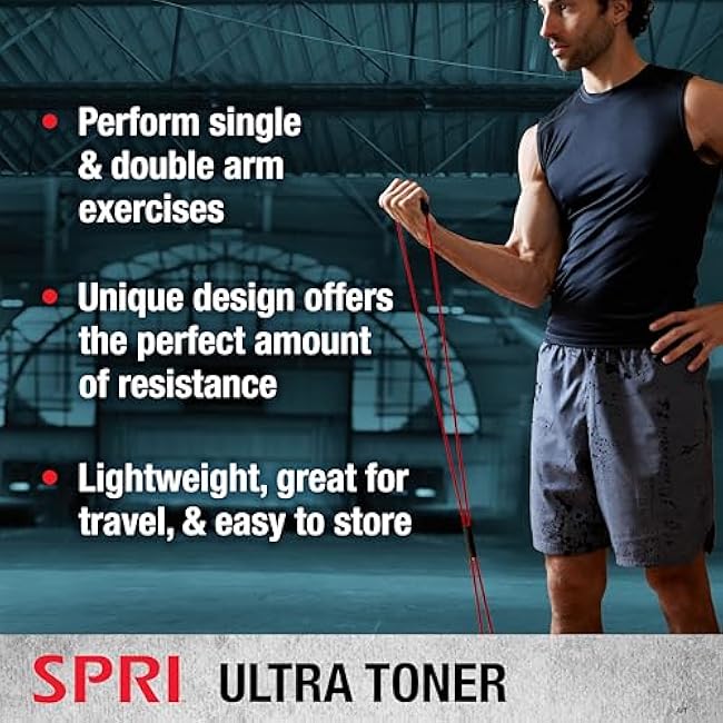 SPRI Ultra Toner Figure 8 Resistance Band with Padded Handles Great for Stretch, Exercise, Fitness Training, Yoga, Resistance Weights, Therapy, Gym or Home Workout Equipment.