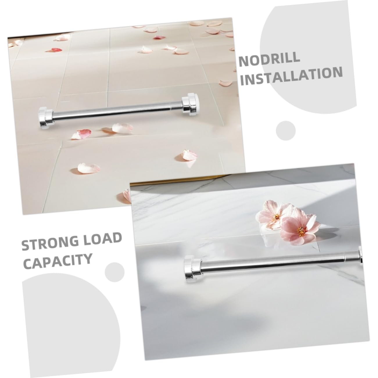 UKCOCO 2piezas Barra de Cortina Telescópica de Acero Inoxidable Extensible para Baño o Armario Incluye Unidades Fácil Instalación sin Taladrar para Cortinas de Ducha o Ventanas