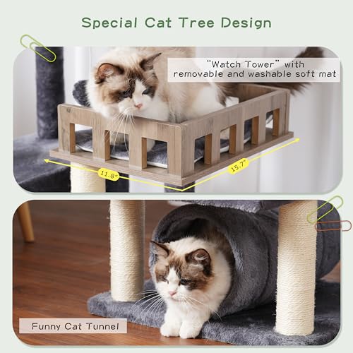 Árbol para gatos alto con túnel y plataforma grande miniatura 4