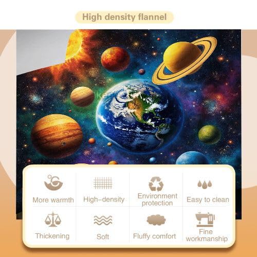 Mantas para Sofas Grandes 220x240 Planeta Colorido, Manta Termica Franela Mantilla Felpa para Cama 135/150, Mantitas Polar Suave y Cálida para Perro Mascota Habitacion Dormitorio