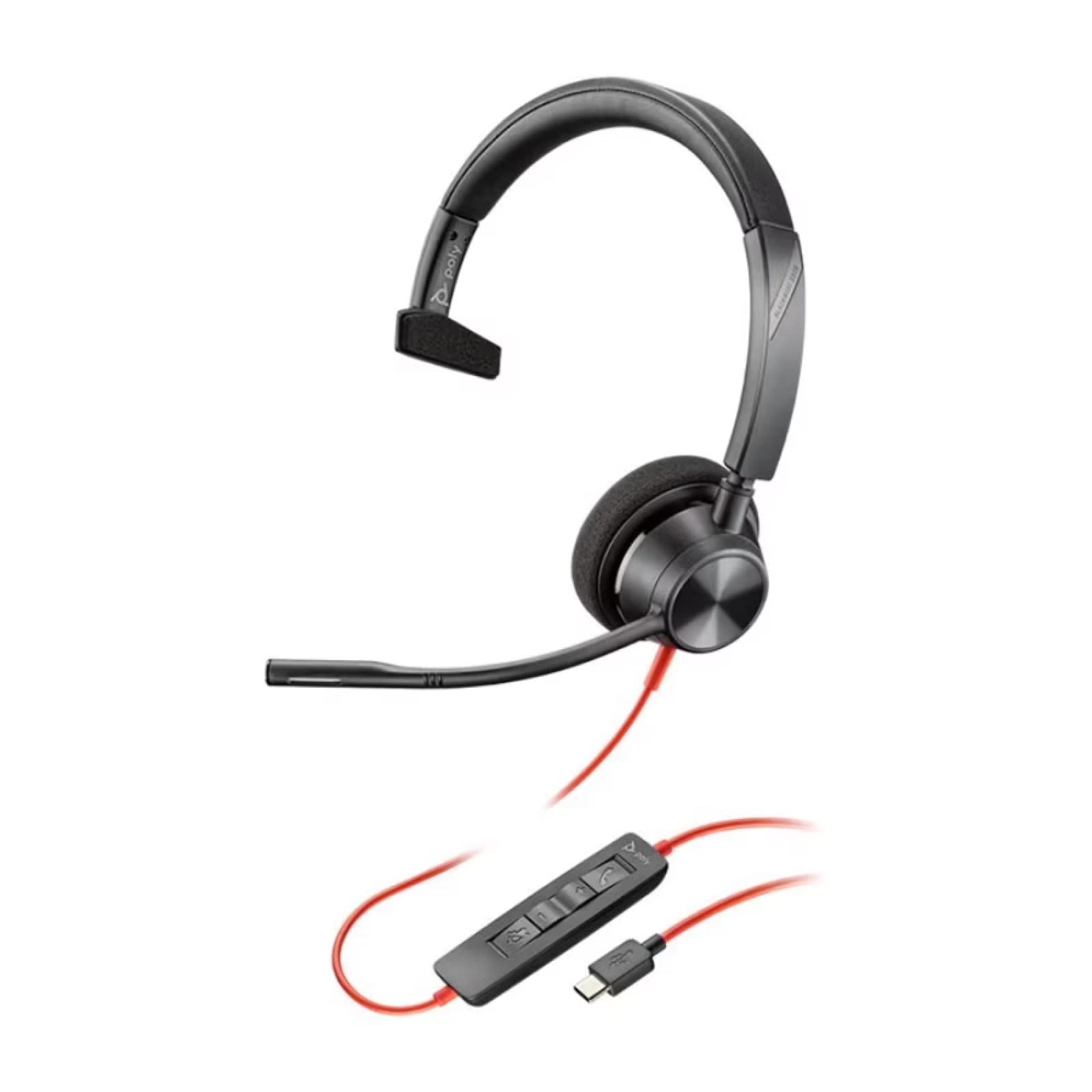 Plantronics Poly Blackwire 3310 Microsoft USB-C Headset - Mono - USB Type C - Wired - 32 Ohm - 20 Hz - 20 kHz - Over-The-Head - Monaural - Supra-aural - Noise Cancelling Microphone-image-44